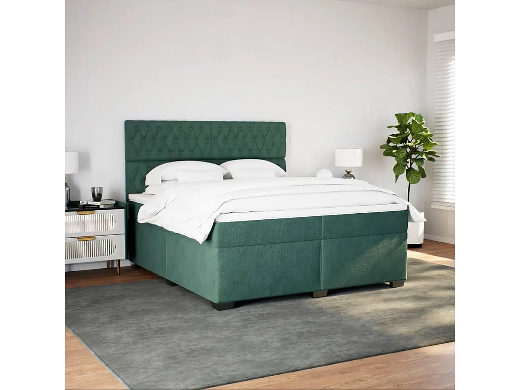 Boxspringbett mit Matratze Dunkelgrün 200x200 cm Samt