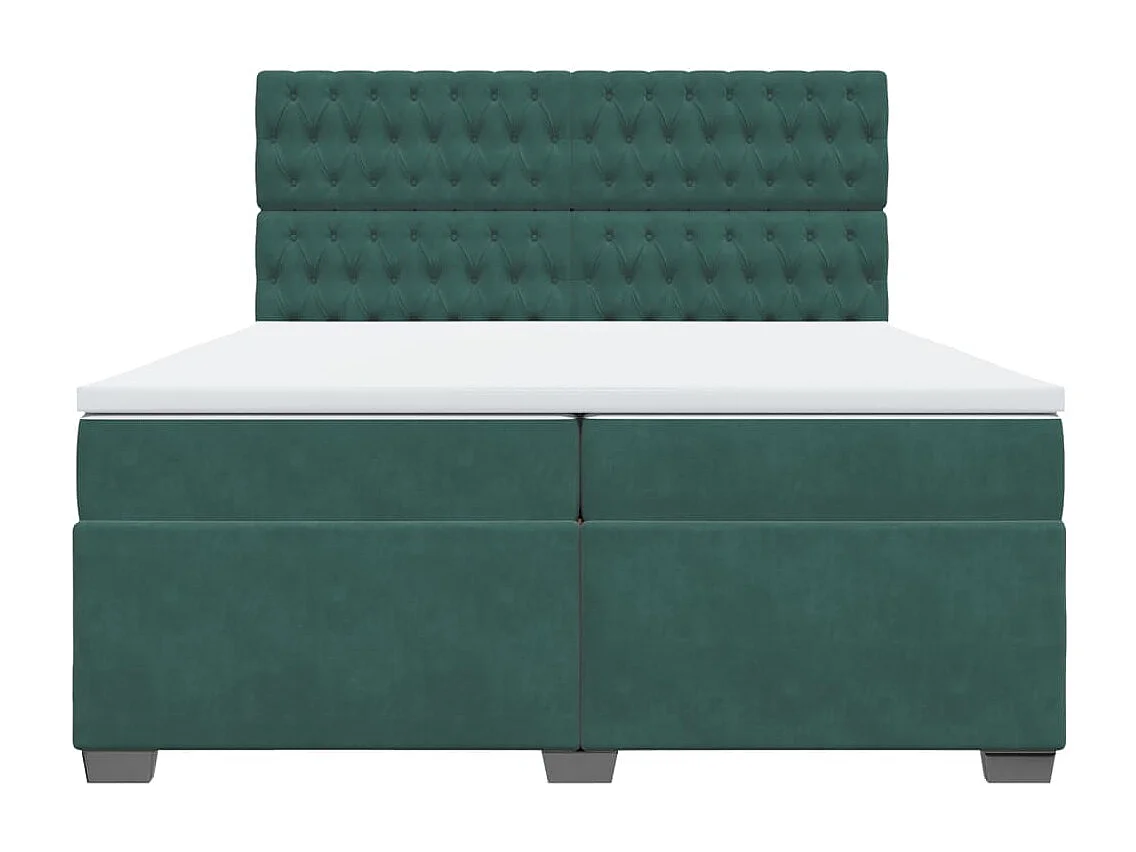 Boxspringbett mit Matratze Dunkelgrün 200x200 cm Samt