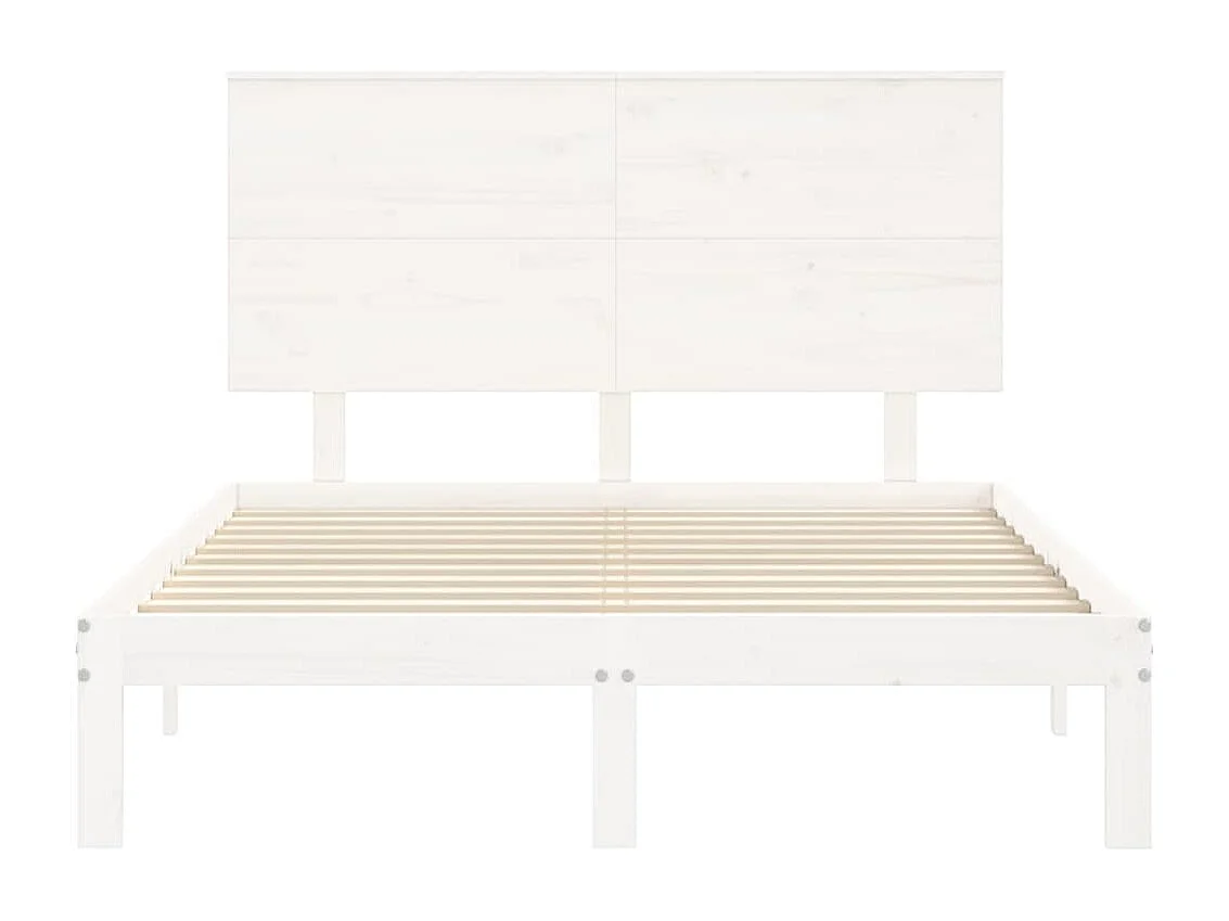 Bedframe met hoofdbord massief hout wit 140x200 cm
