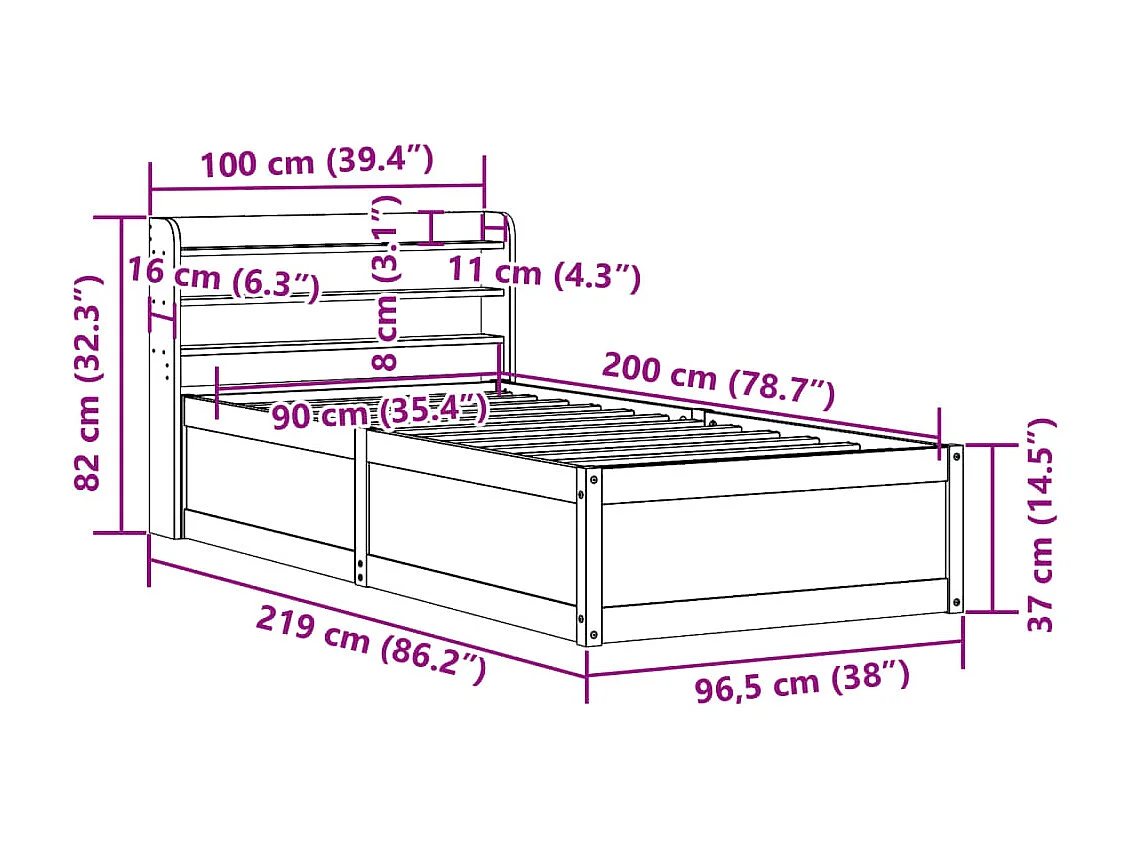 Cadre de lit sans matelas chêne marron 140x200 cm