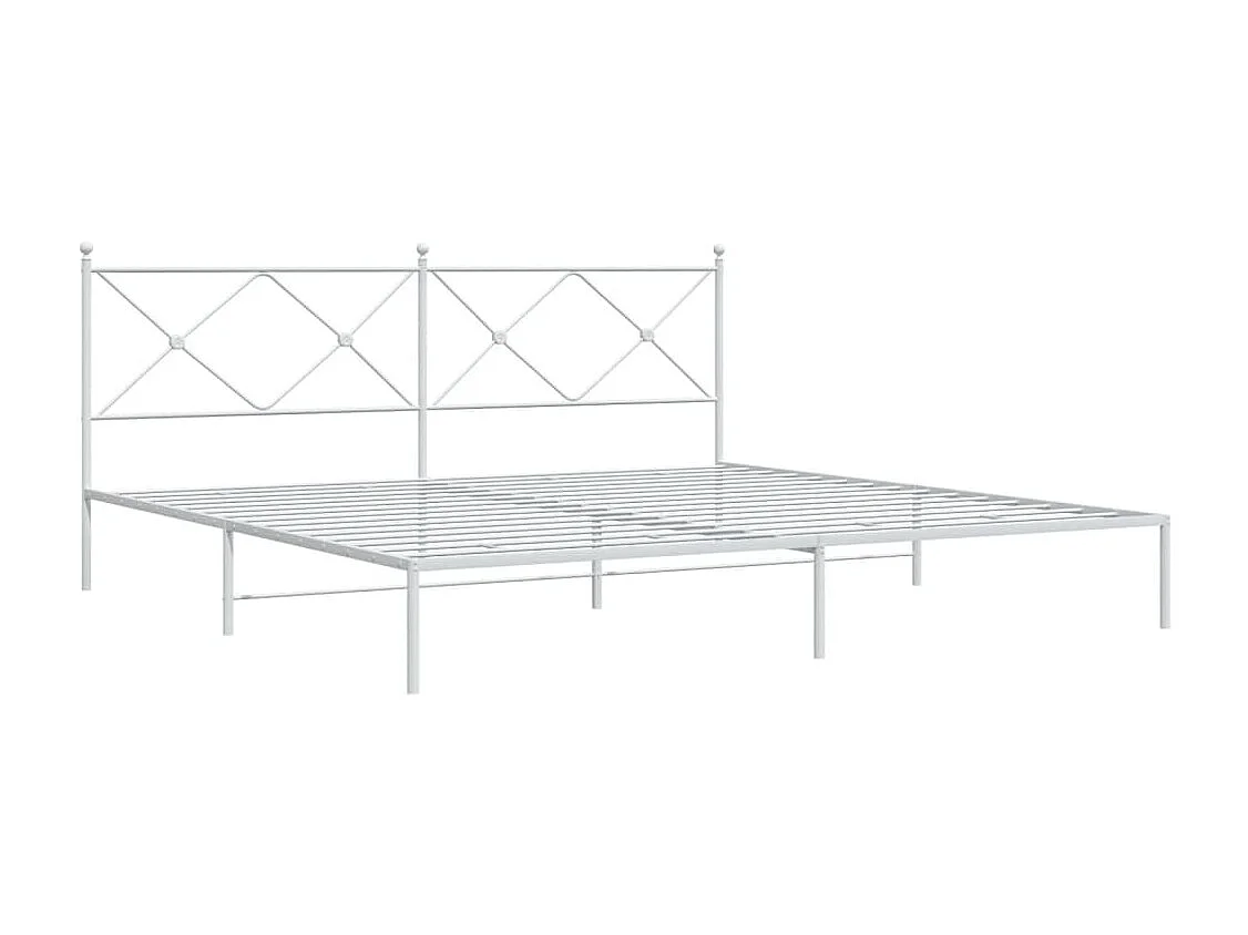 Cadre de lit métal sans matelas et tête de lit blanc 200x200 cm