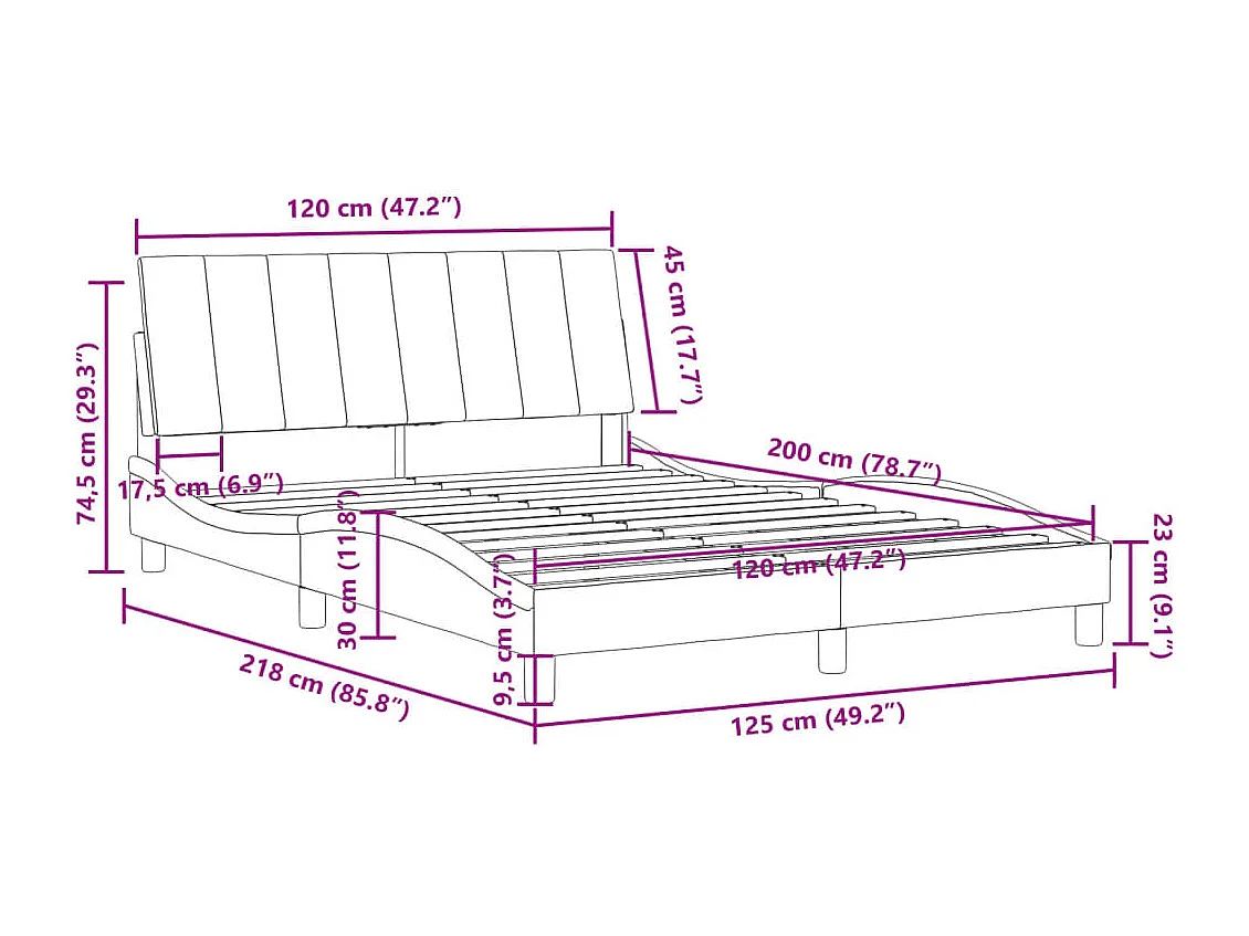 Cadre de lit sans matelas vert foncé 120x200 cm velours