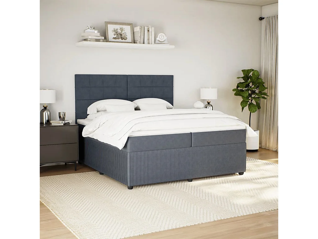 Boxspringbett mit Matratze Dunkelgrau 200x200 cm Samt