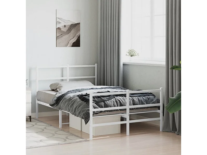 Bedframe met hoofd- en voeteneinde metaal wit 120x190 cm