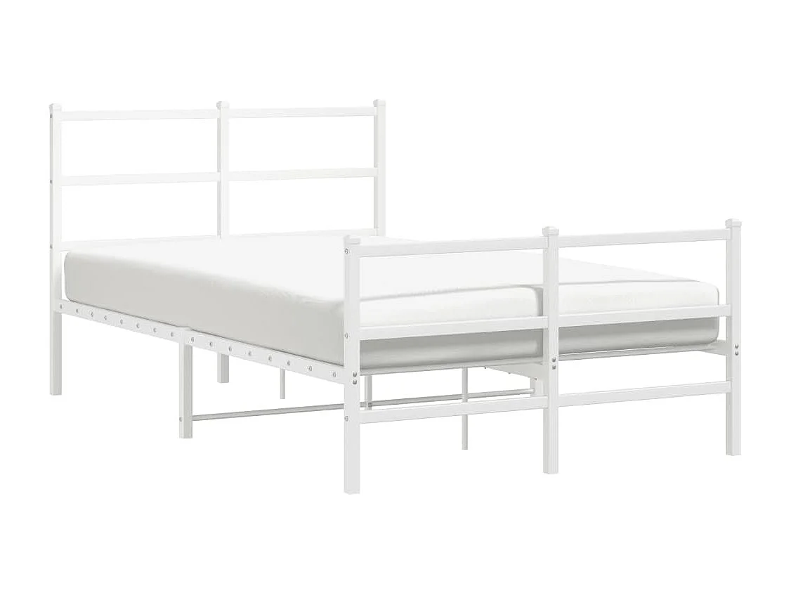 Giroletto con Testiera e Pediera Metallo Bianco 120x190 cm