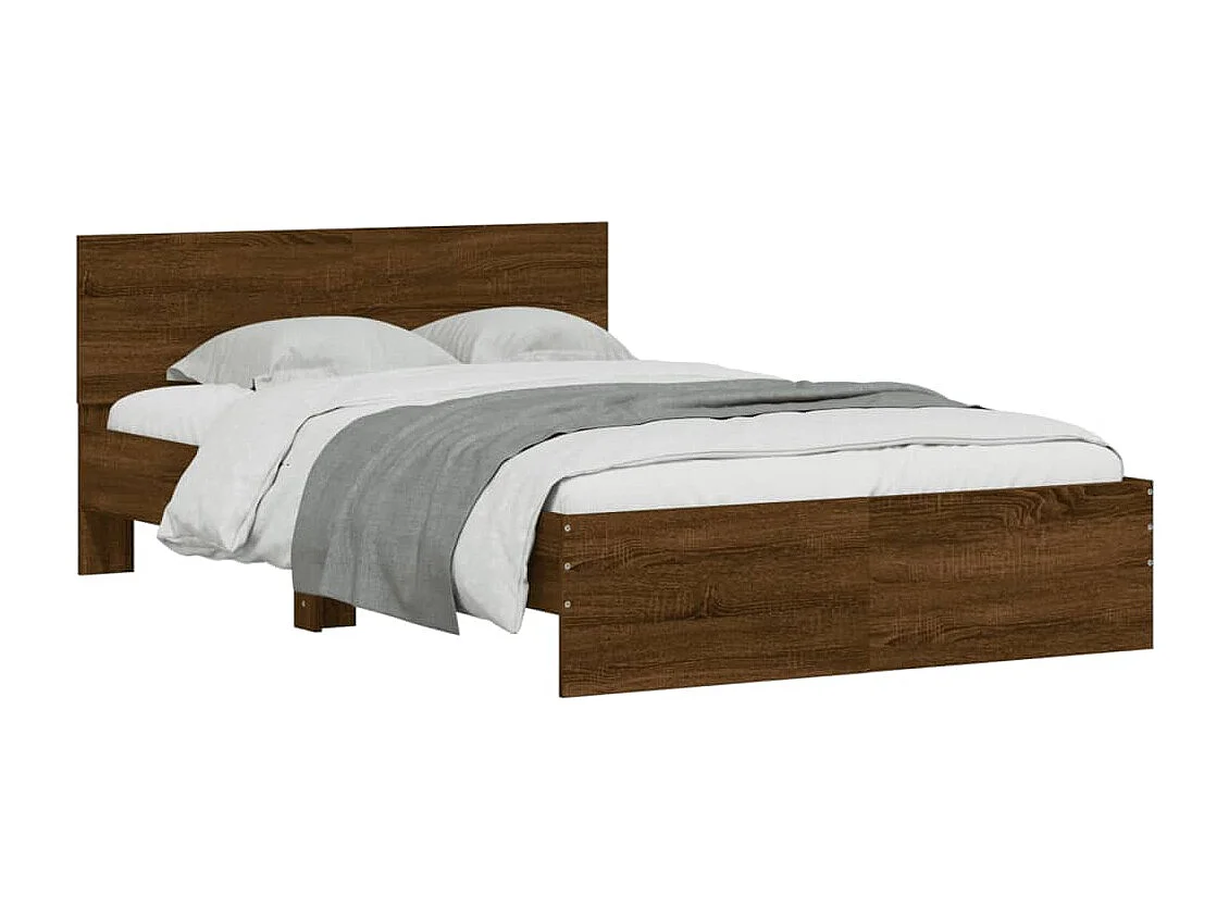 Bedframe met hoofdeinde bruin eikenkleur 135x190 cm