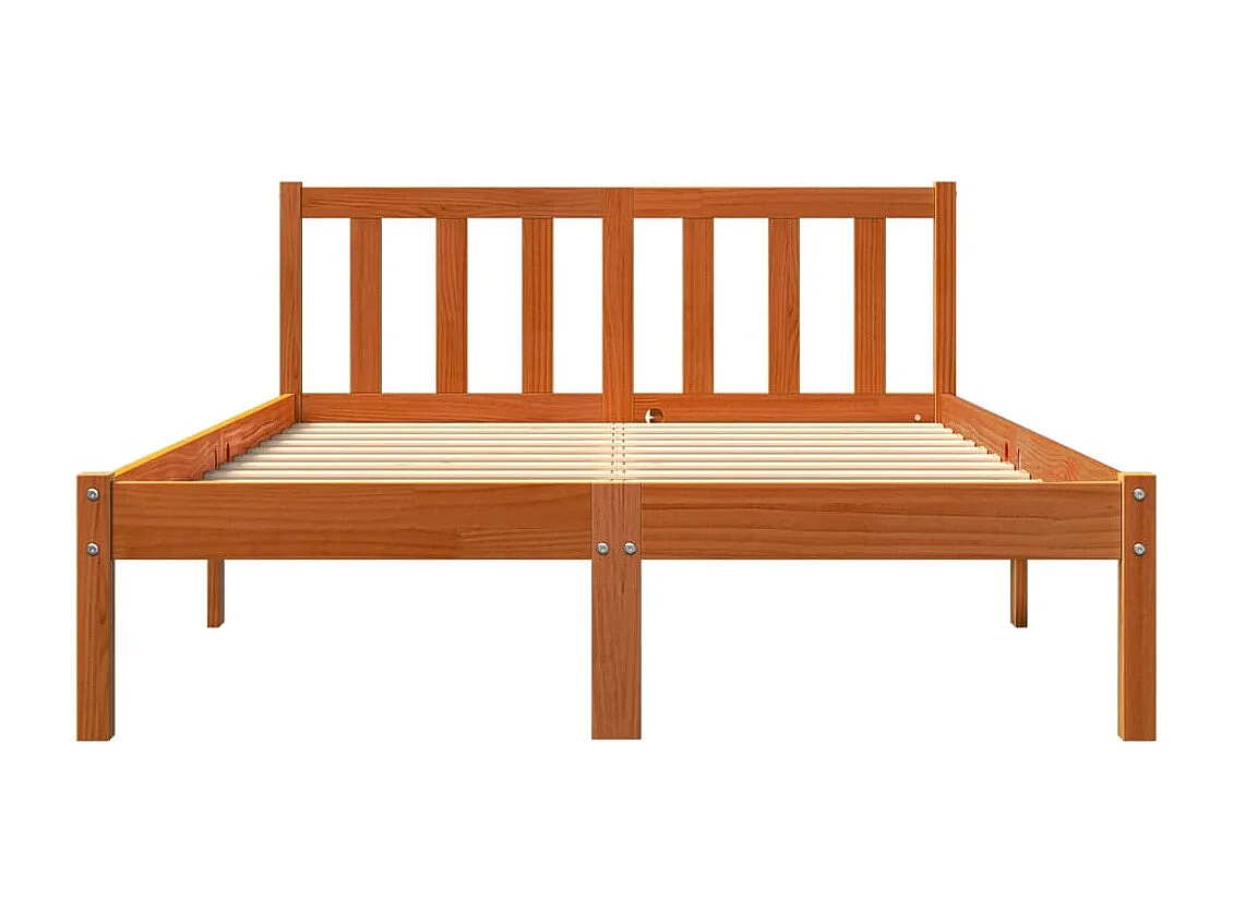 Cama sem colchão 120x190 cm madeira pinho maciça castanho-mel