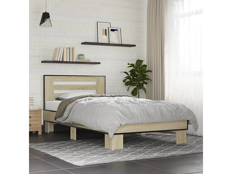 Cadre de lit sans matelas chêne sonoma 75x190 cm