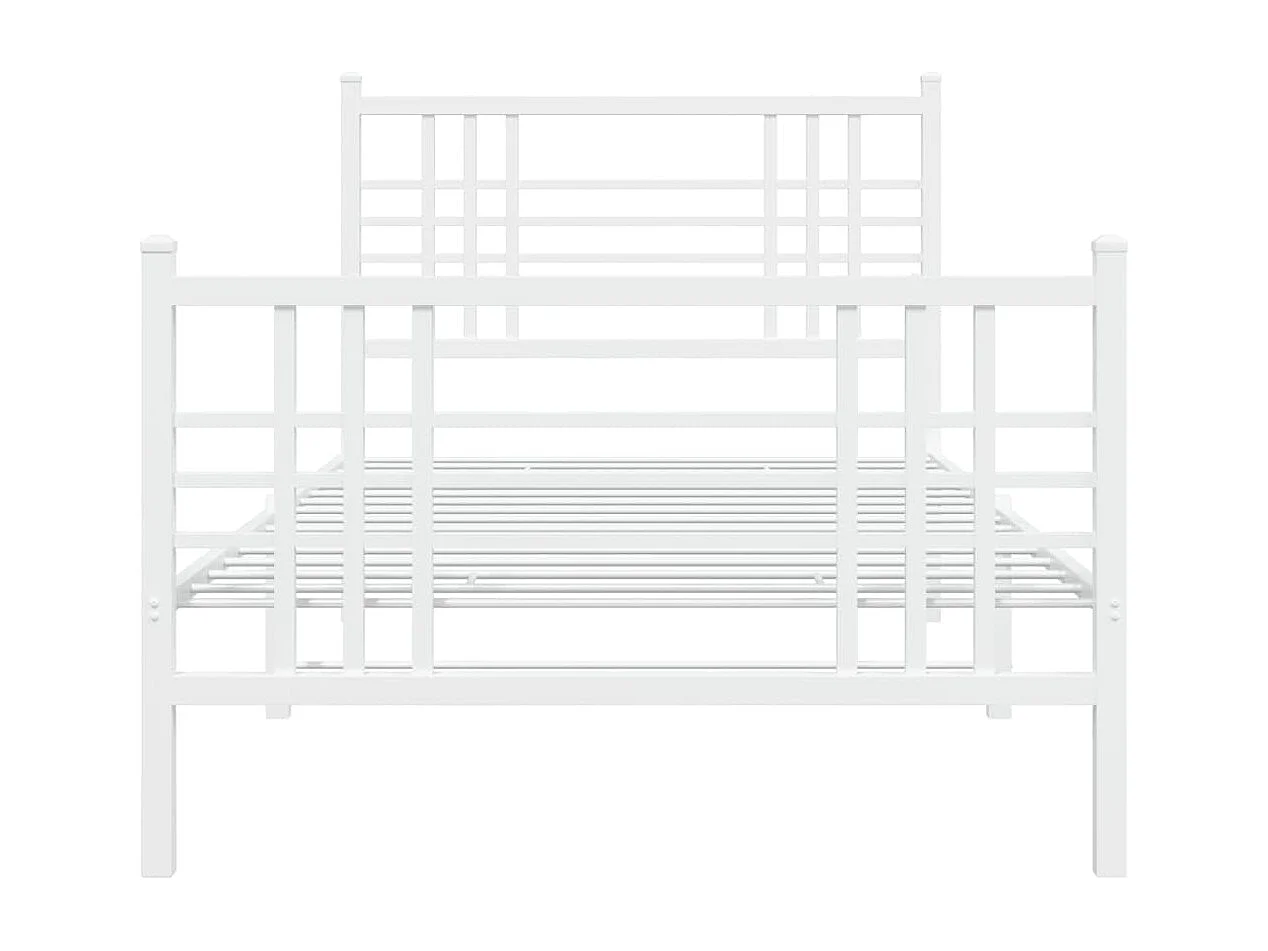 Giroletto con Testiera e Pediera Metallo Bianco 90x200 cm