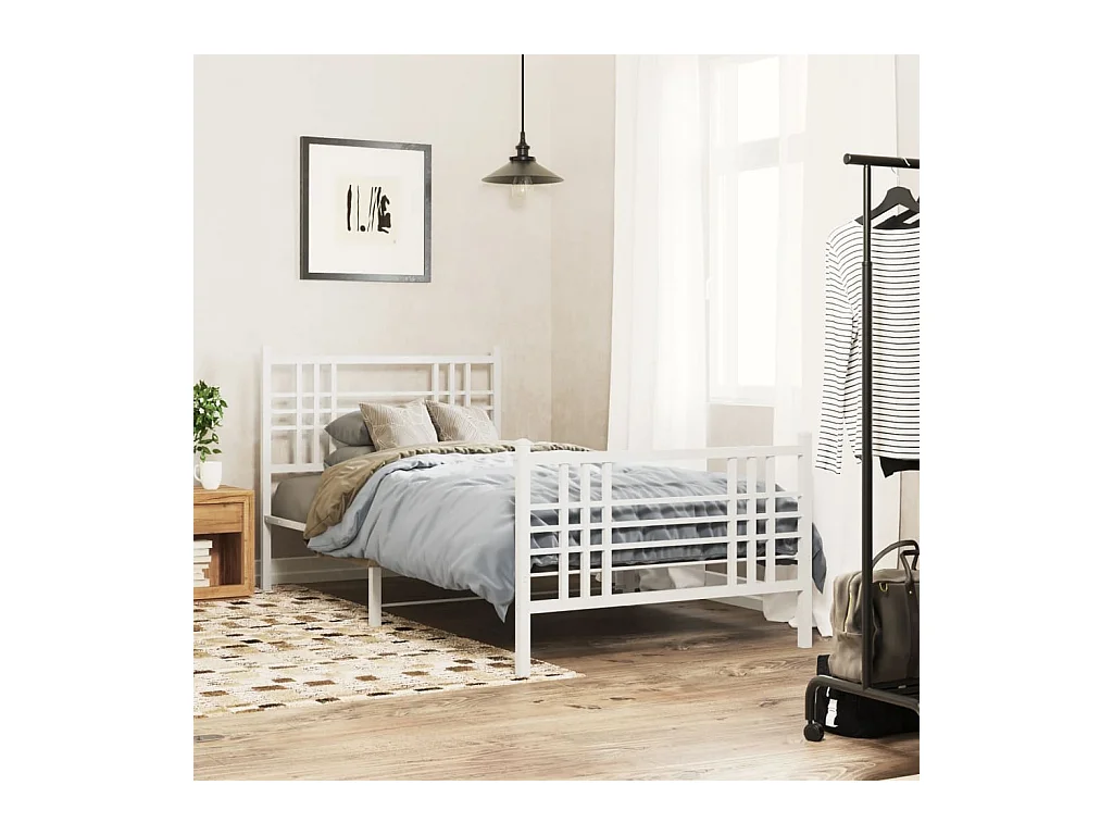 Giroletto con Testiera e Pediera Metallo Bianco 90x200 cm