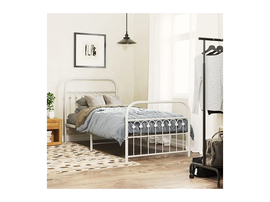 Estructura cama sin colchón con estribo metal blanco 90x200 cm