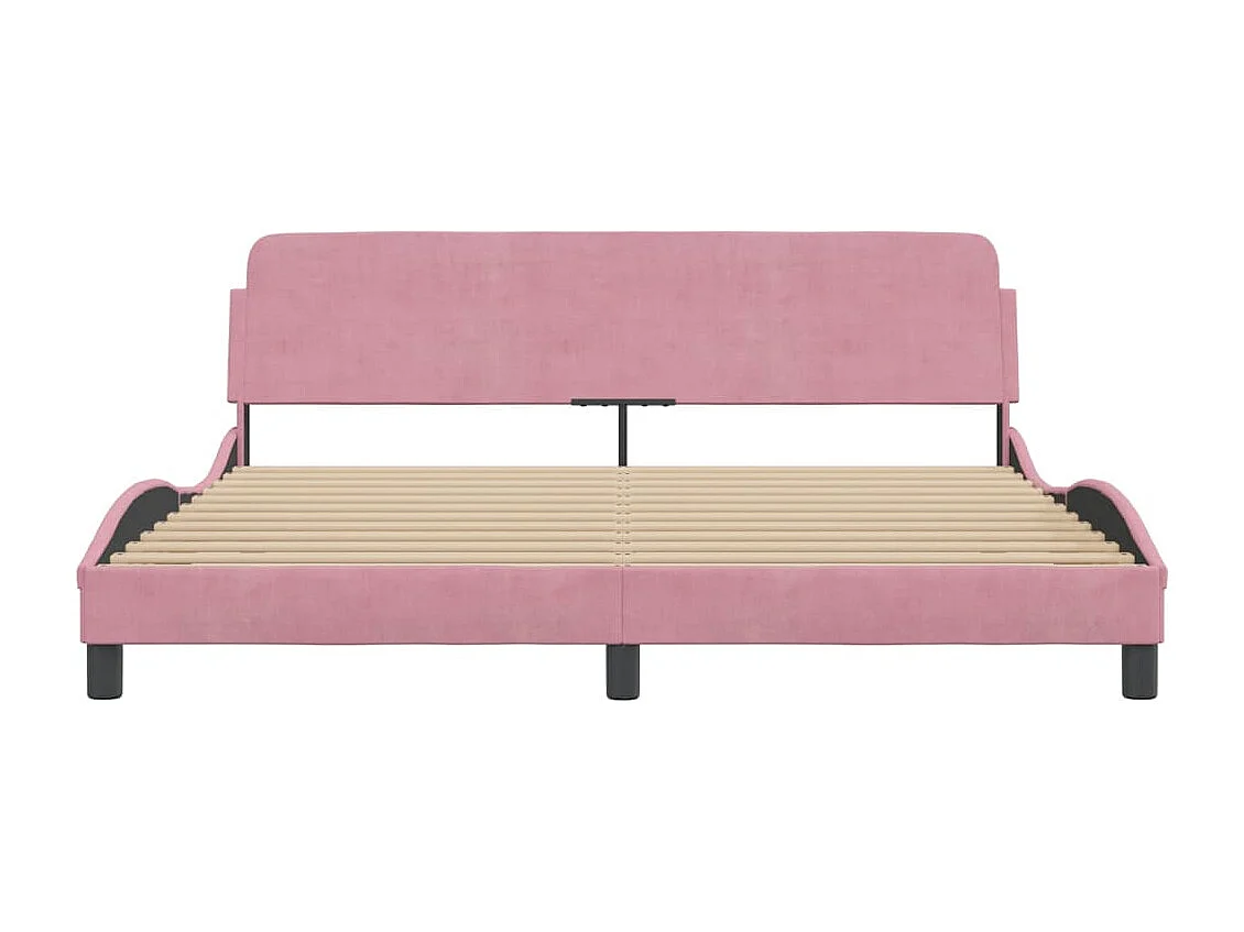 Cadre de lit et tête de lit sans matelas rose 180x200cm velours