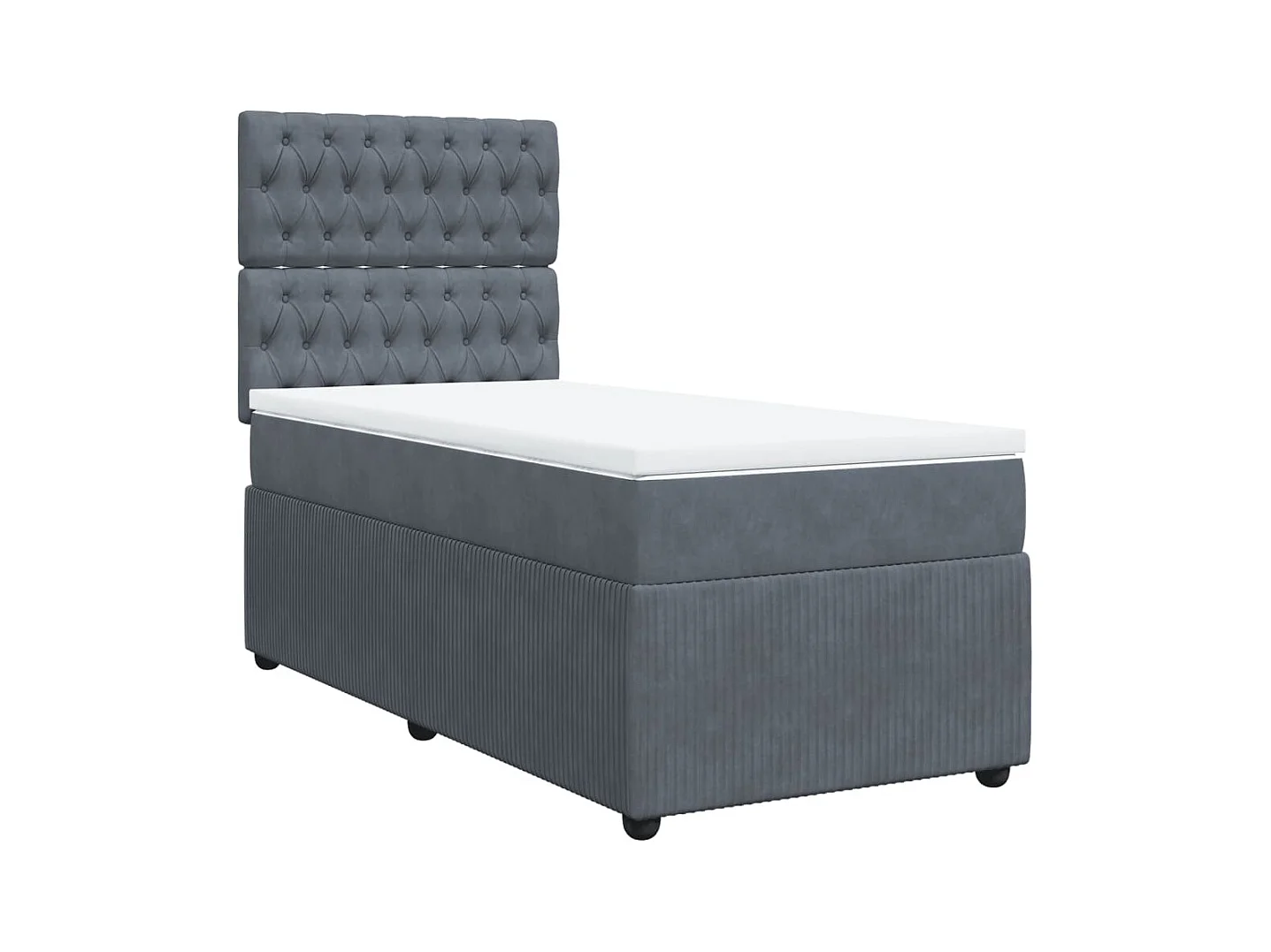Sommier à lattes de lit et matelas Gris foncé 90x200 cm Velours