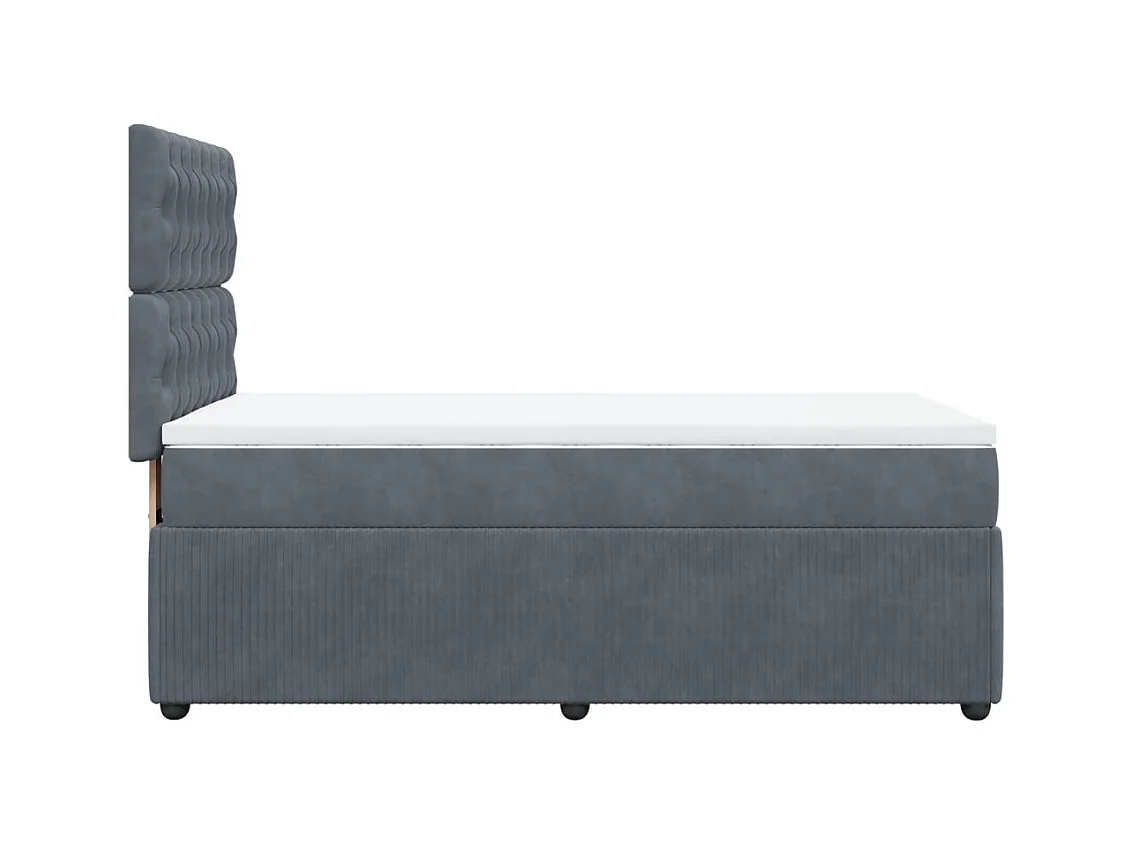 Sommier à lattes de lit et matelas Gris foncé 90x200 cm Velours