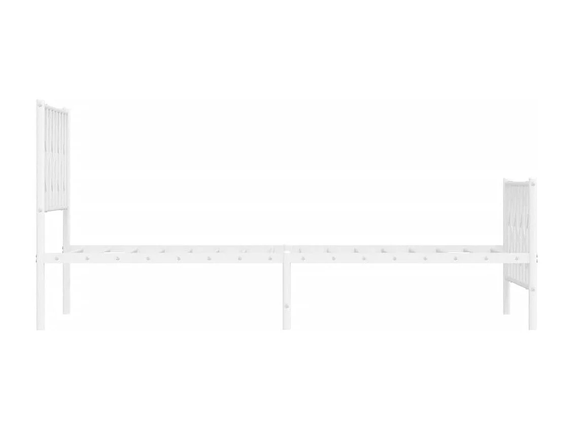 Cadre de lit métal sans matelas et pied de lit blanc 100x200 cm