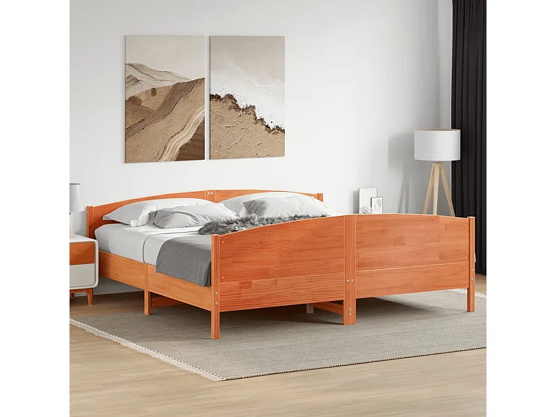 Giroletto senza Materasso Marrone Cera 200x200 cm Legno di Pino