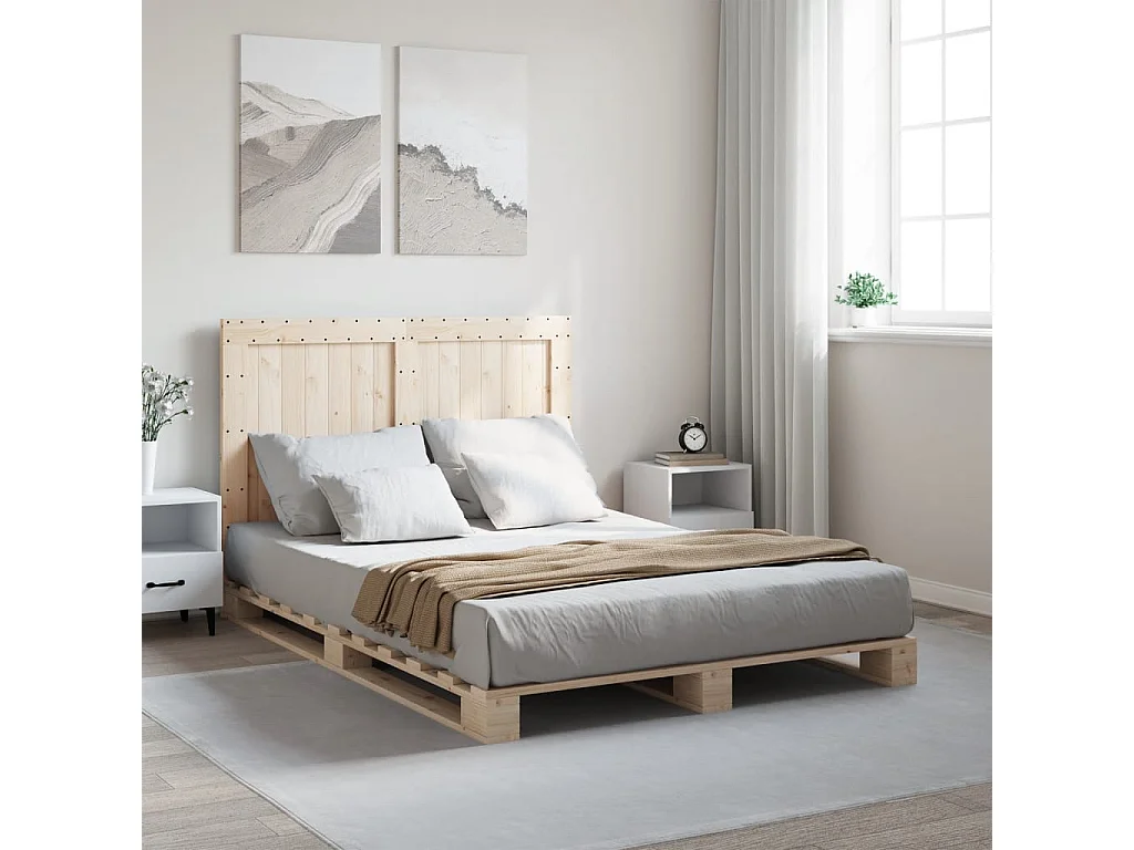 Cadre de lit sans matelas avec tête de lit bois massif