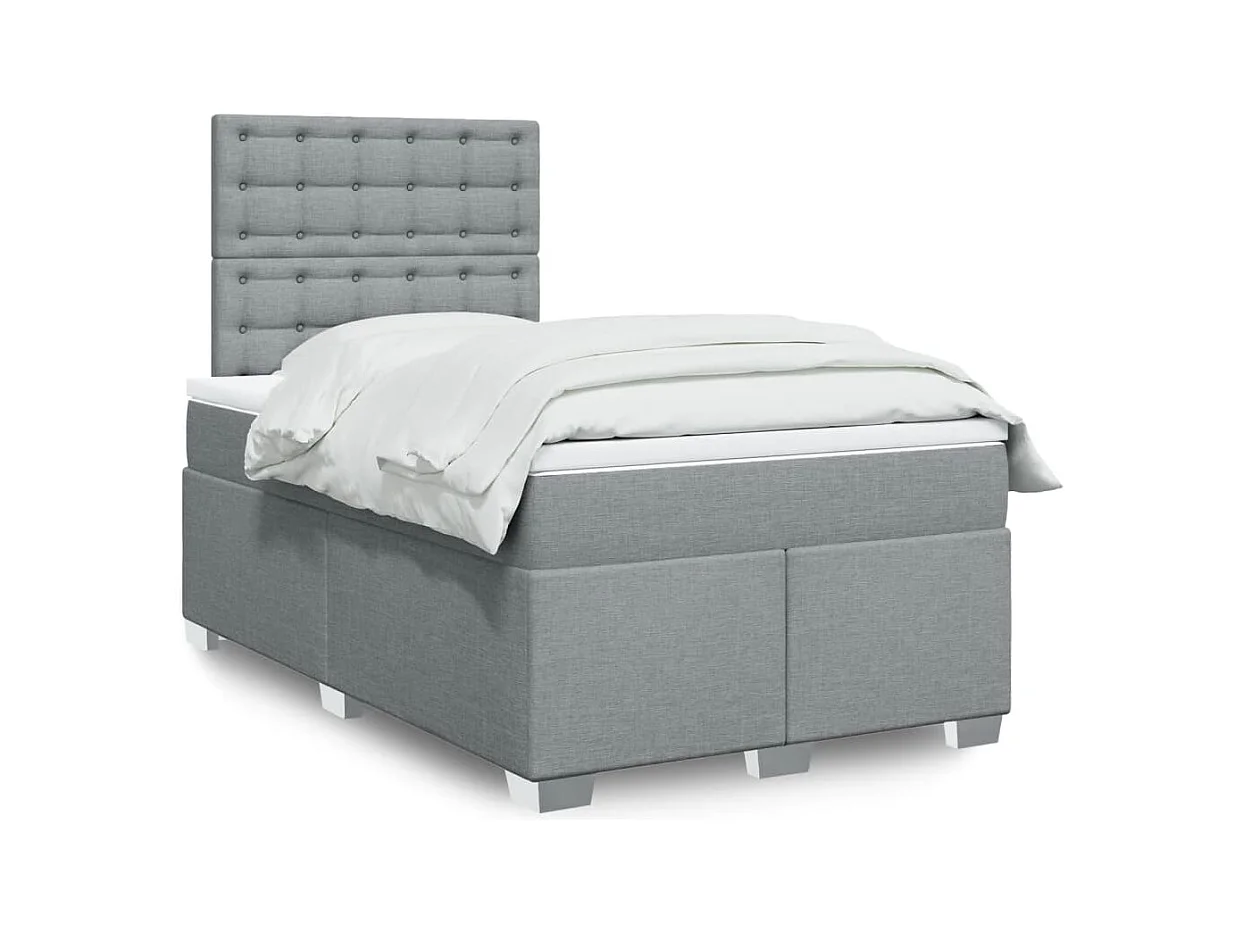 Cama boxspring com colchão 120x190 cm tecido cinzento-claro