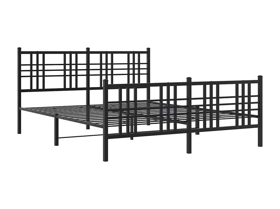 Cadre de lit métal sans matelas avec pied de lit noir 150x200cm