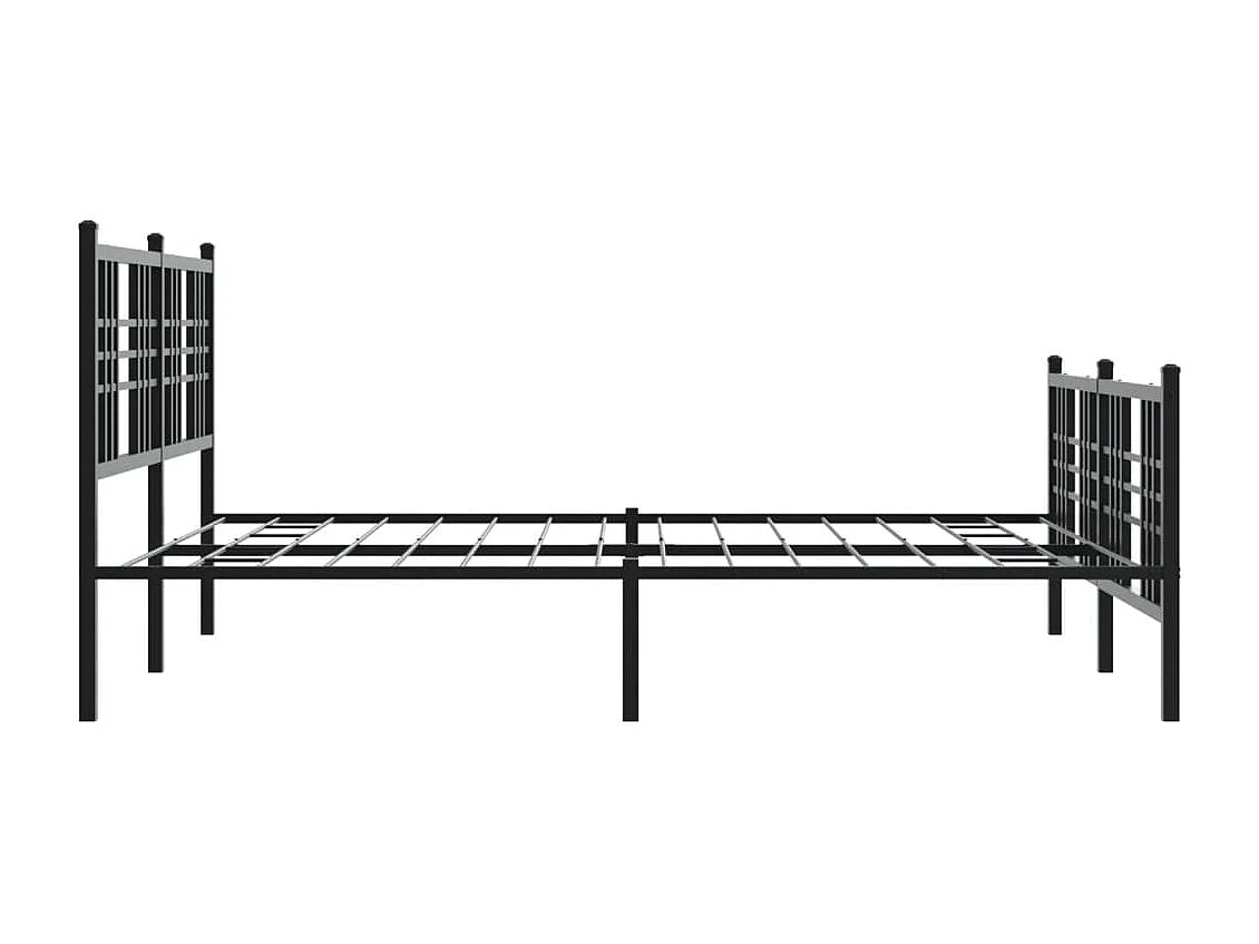 Cadre de lit métal sans matelas avec pied de lit noir 150x200cm