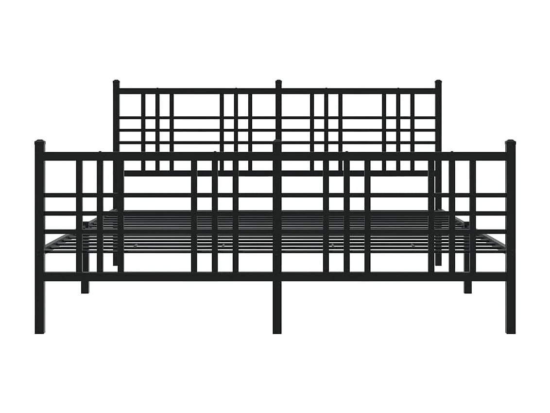Cadre de lit métal sans matelas avec pied de lit noir 150x200cm