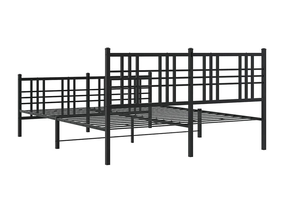Cadre de lit métal sans matelas avec pied de lit noir 150x200cm