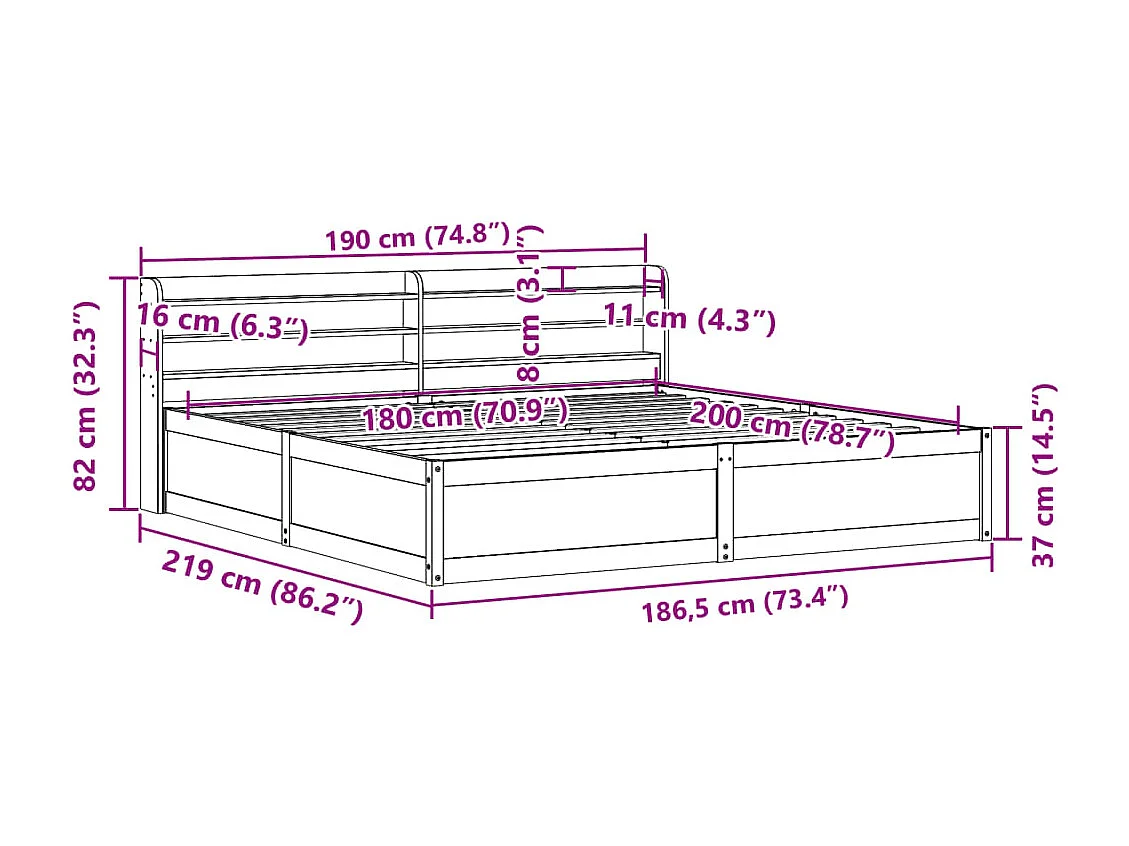 Cadre de lit sans matelas cire marron 90x200 cm bois pin massif