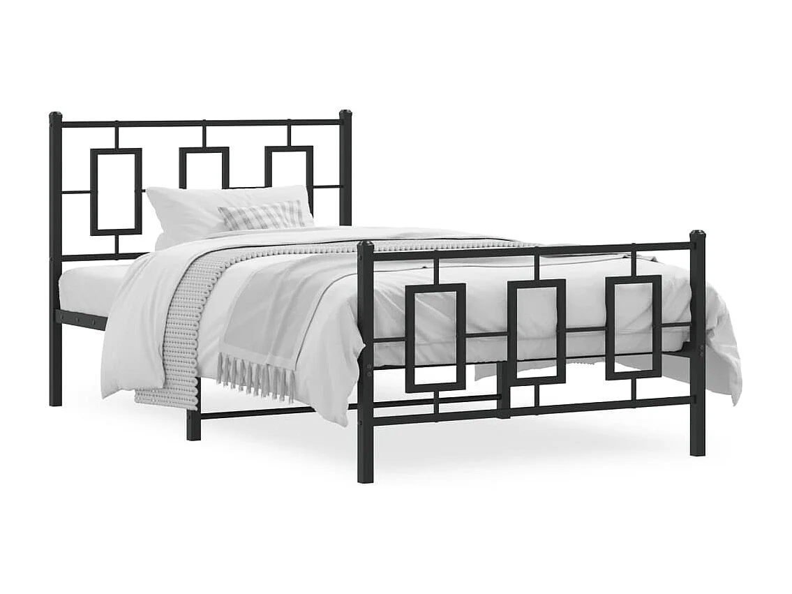 Bedframe met hoofd- en voeteneinde metaal zwart 100x190 cm