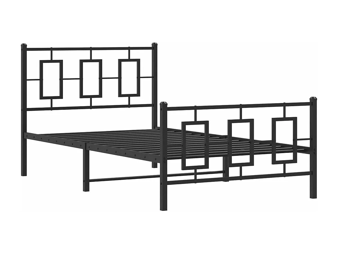 Cadre de lit métal sans matelas avec pied de lit noir 100x190cm