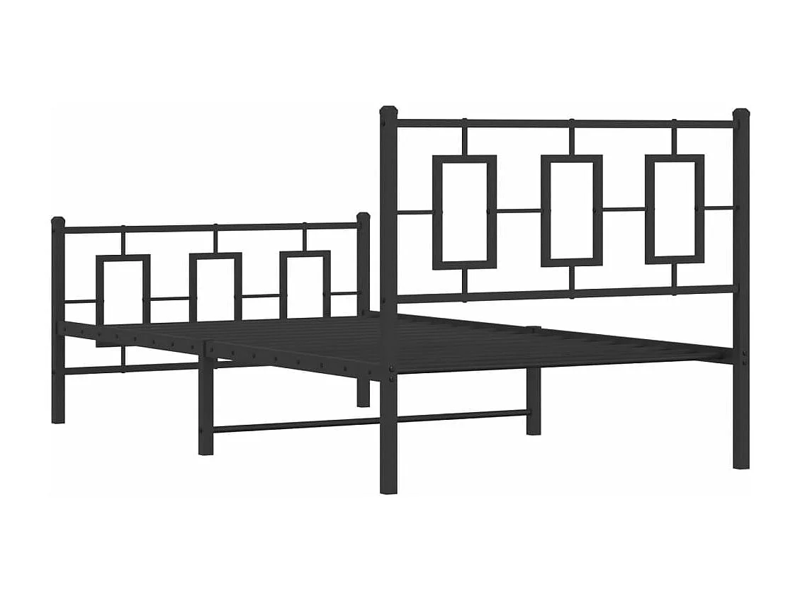 Cadre de lit métal sans matelas avec pied de lit noir 100x190cm