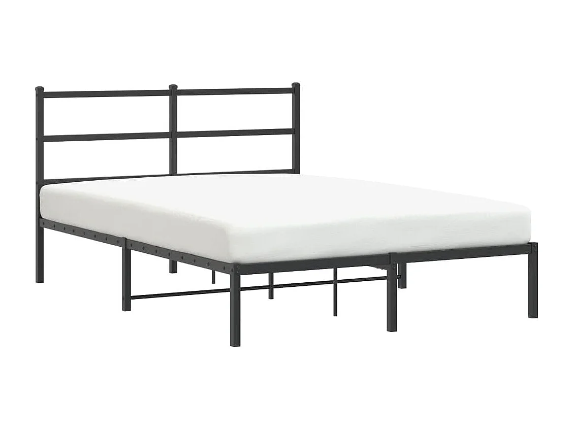 Cadre de lit métal sans matelas avec tête de lit noir 140x190cm