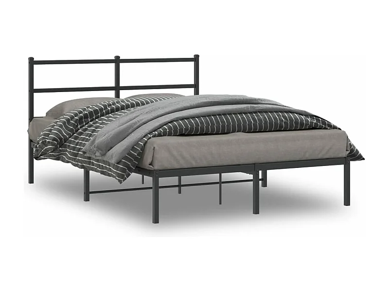 Cadre de lit métal sans matelas avec tête de lit noir 140x190cm