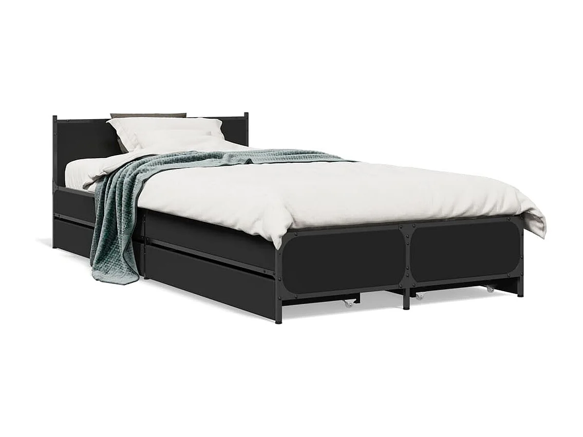 Estrutura cama c/ gavetas 90x190 cm derivados de madeira preto