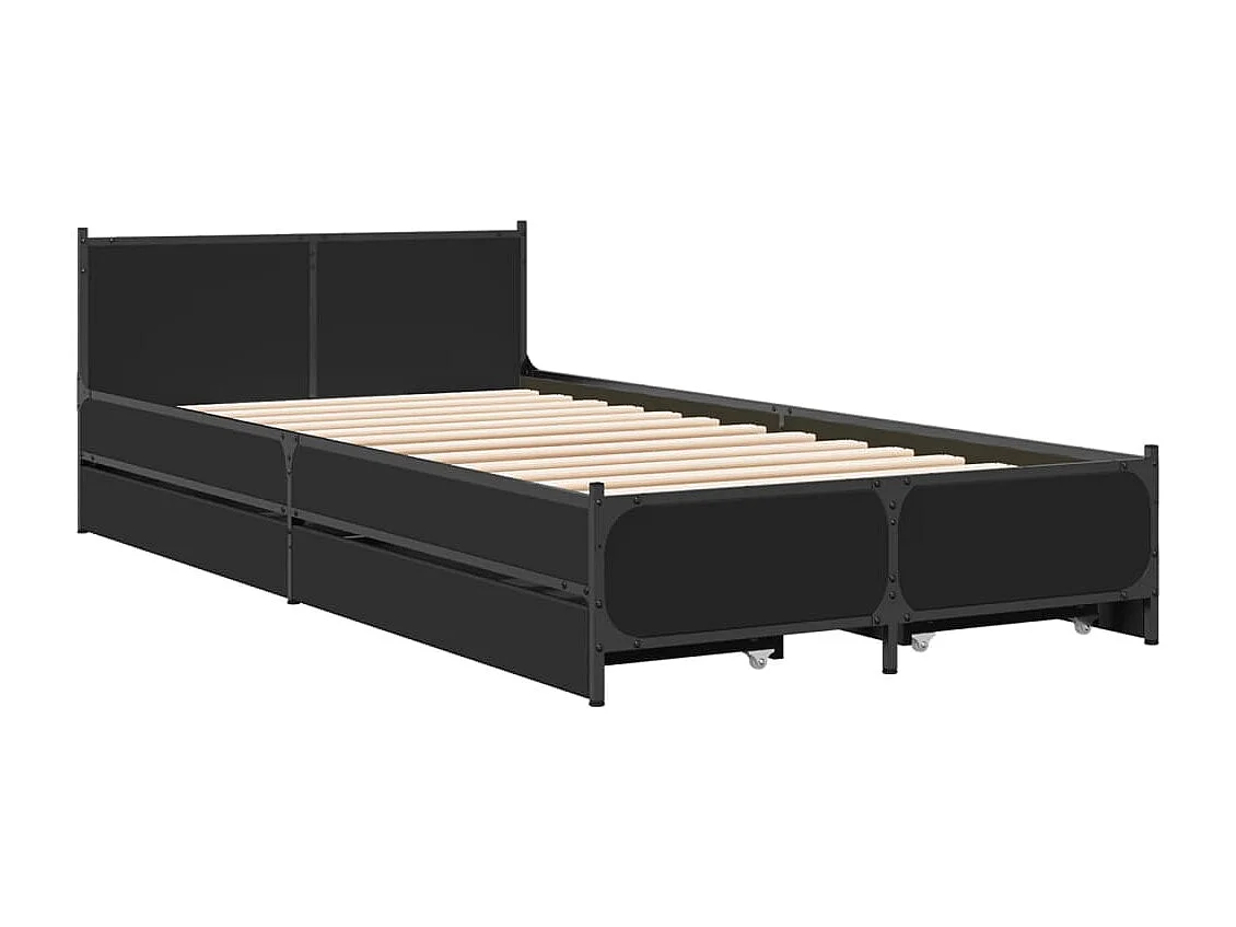 Estrutura cama c/ gavetas 90x190 cm derivados de madeira preto