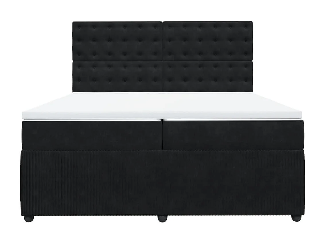 Giroletto a Molle con Materasso Nero 200x200 cm in Velluto