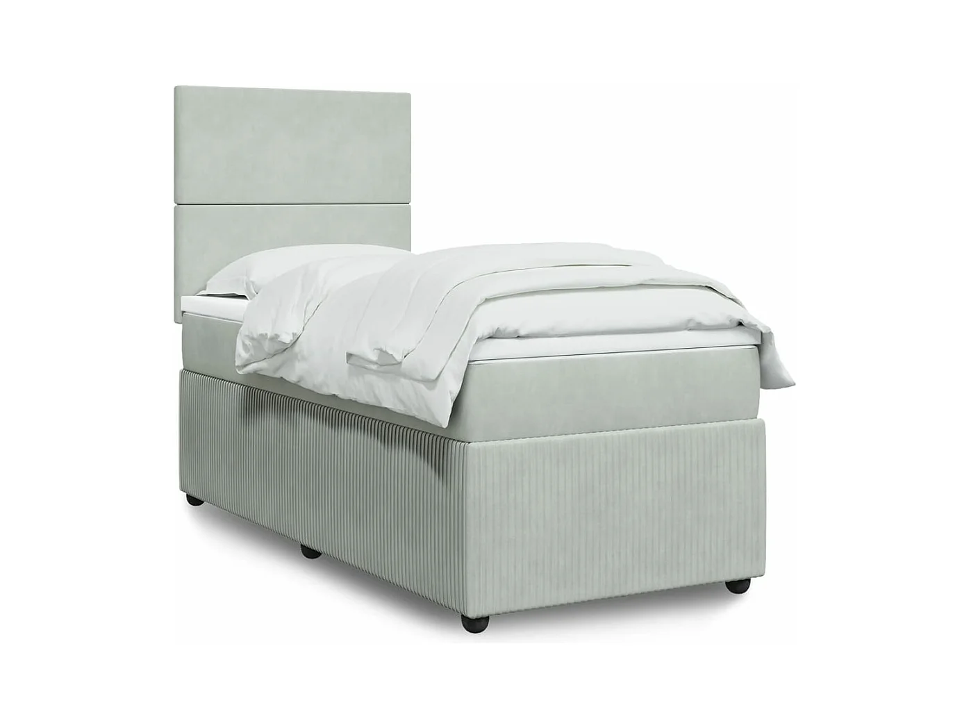 Sommier à lattes de lit et matelas Gris clair 90x200 cm Velours