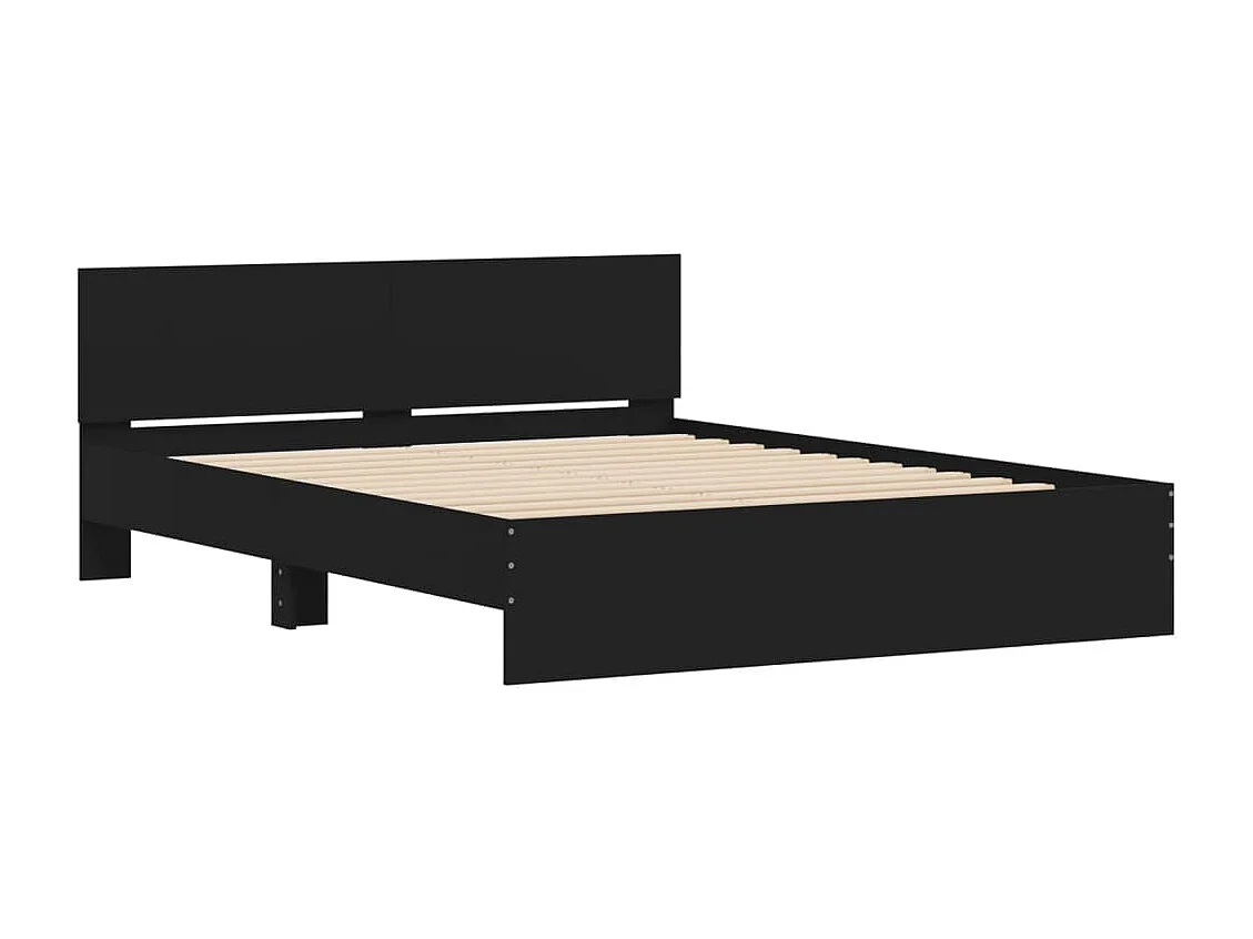 Estrutura de cama com cabeceira 150x200 cm preto