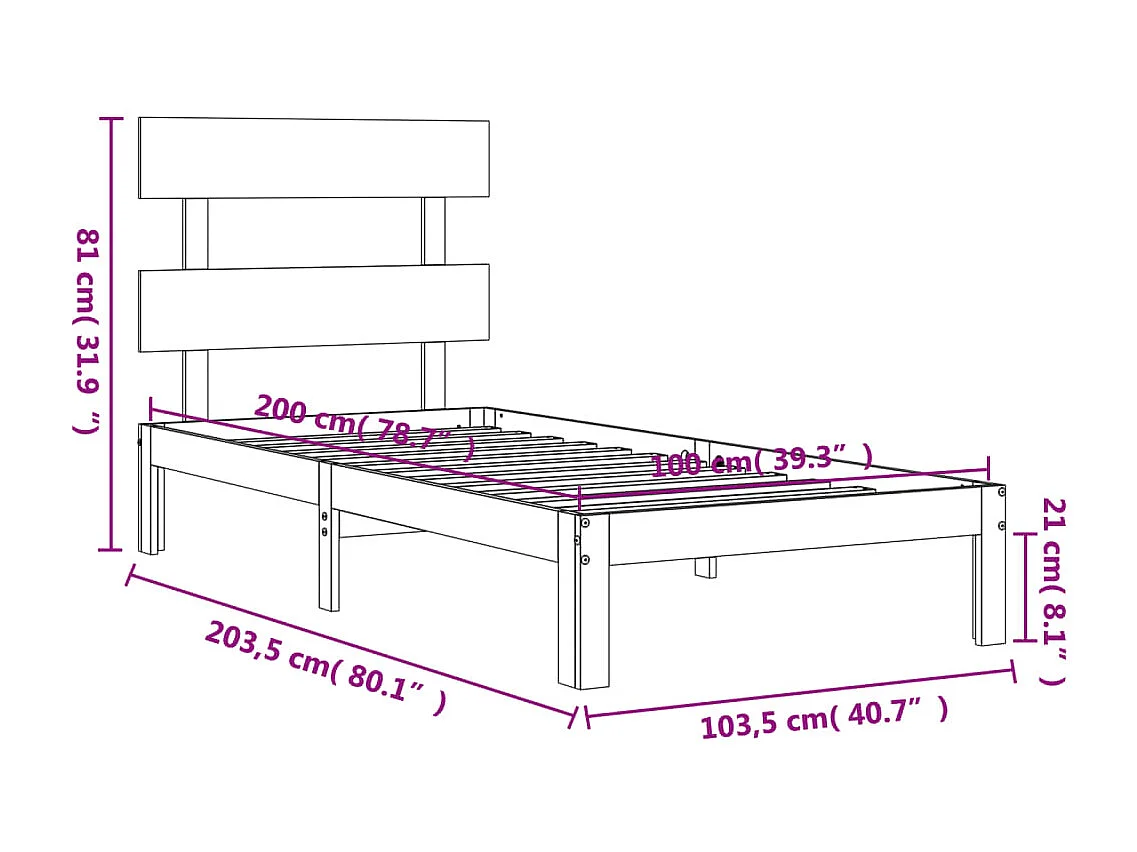 Cadre de lit sans matelas chêne fumé 150x200 cm