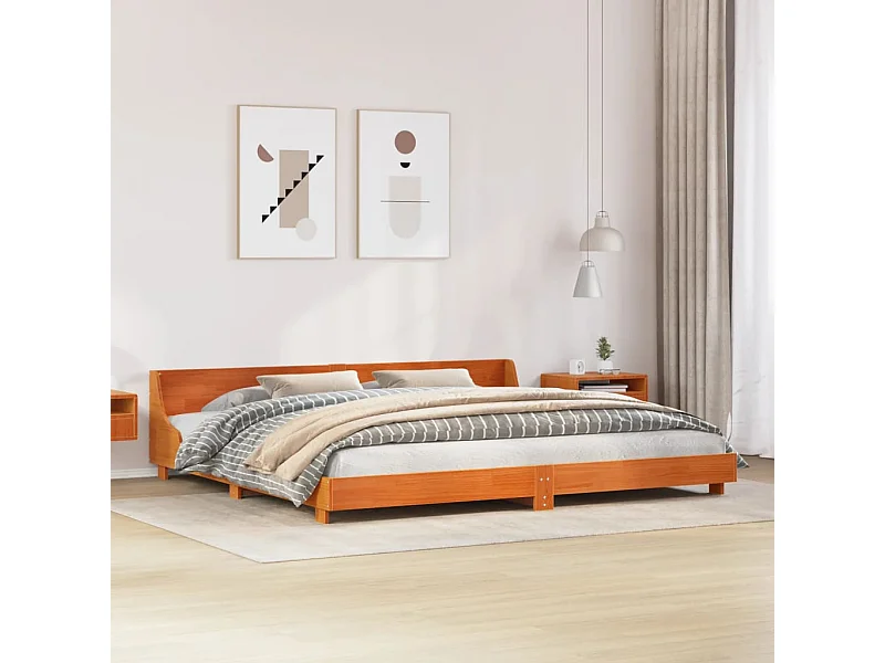 Cama sem colchão 180x200 cm pinho maciço castanho-mel