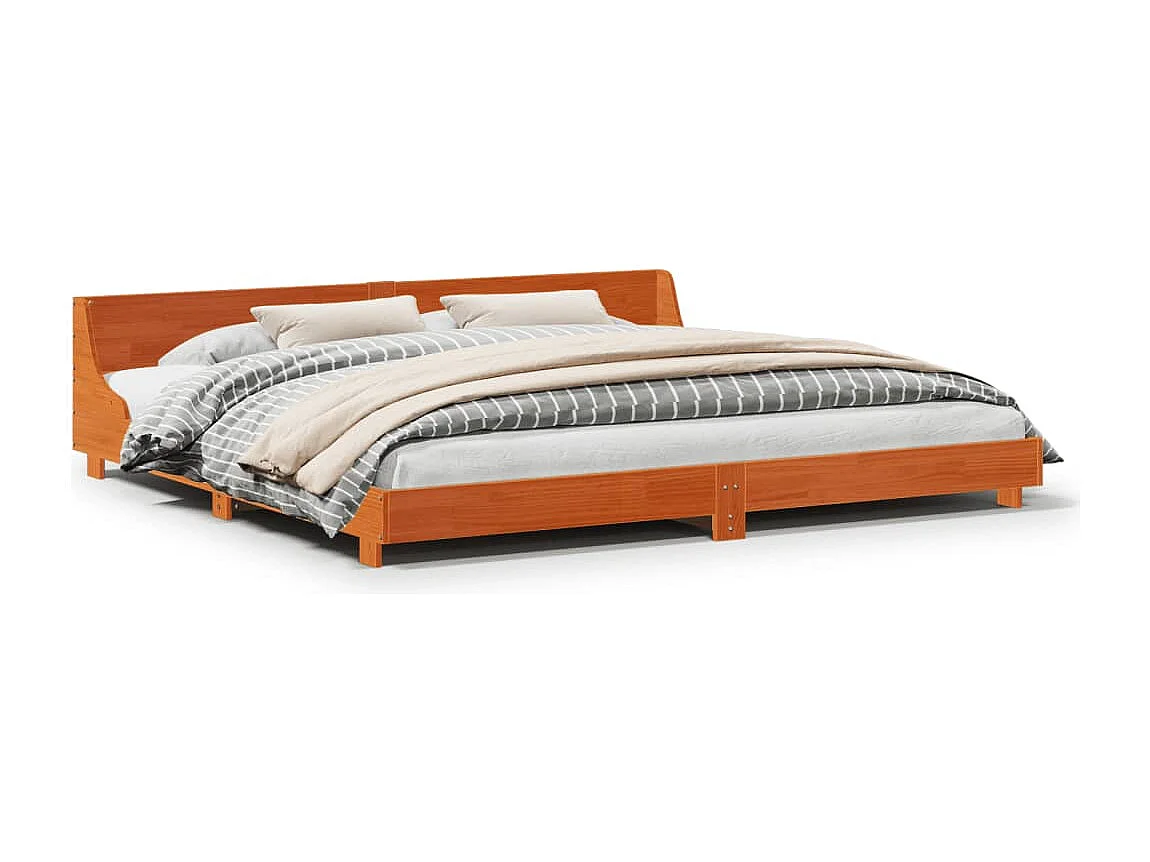 Letto senza Materasso Marrone Cera 180x200 cm in Legno di Pino