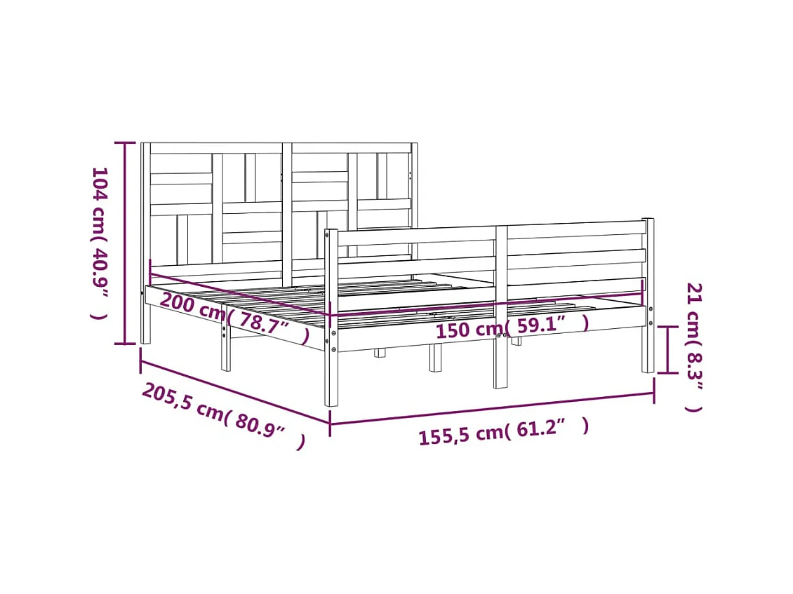 Bedframe zonder matras massief grenenhout wasbruin 180x200 cm