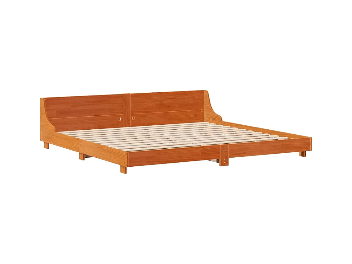 Bedframe zonder matras massief grenenhout wasbruin 180x200 cm