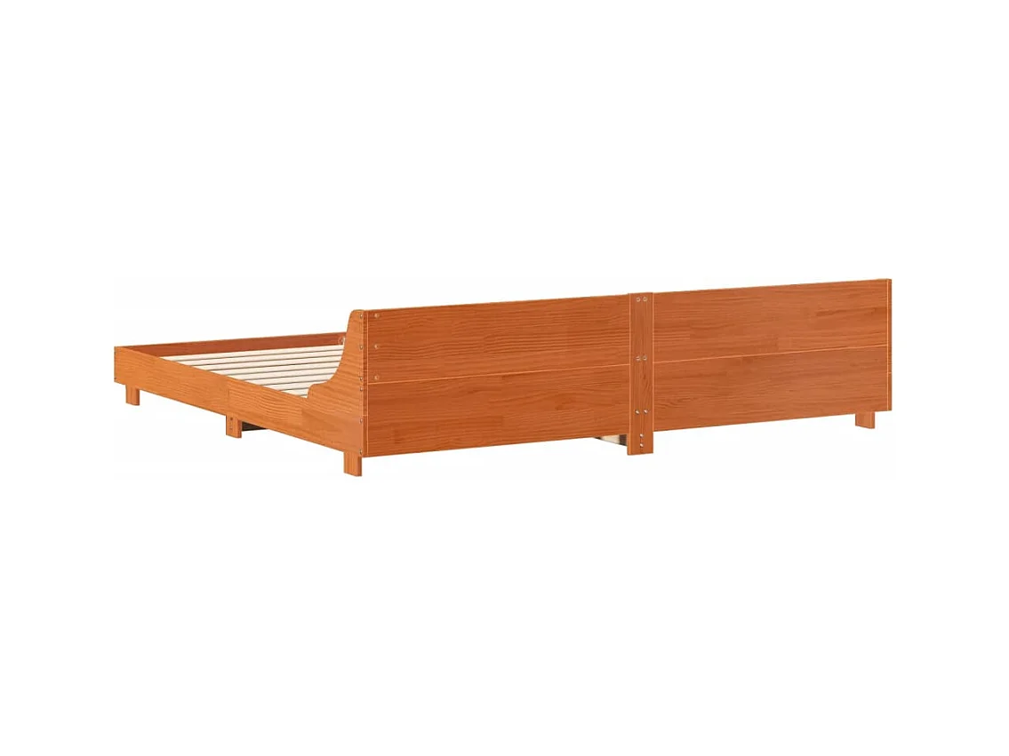 Bedframe zonder matras massief grenenhout wasbruin 180x200 cm