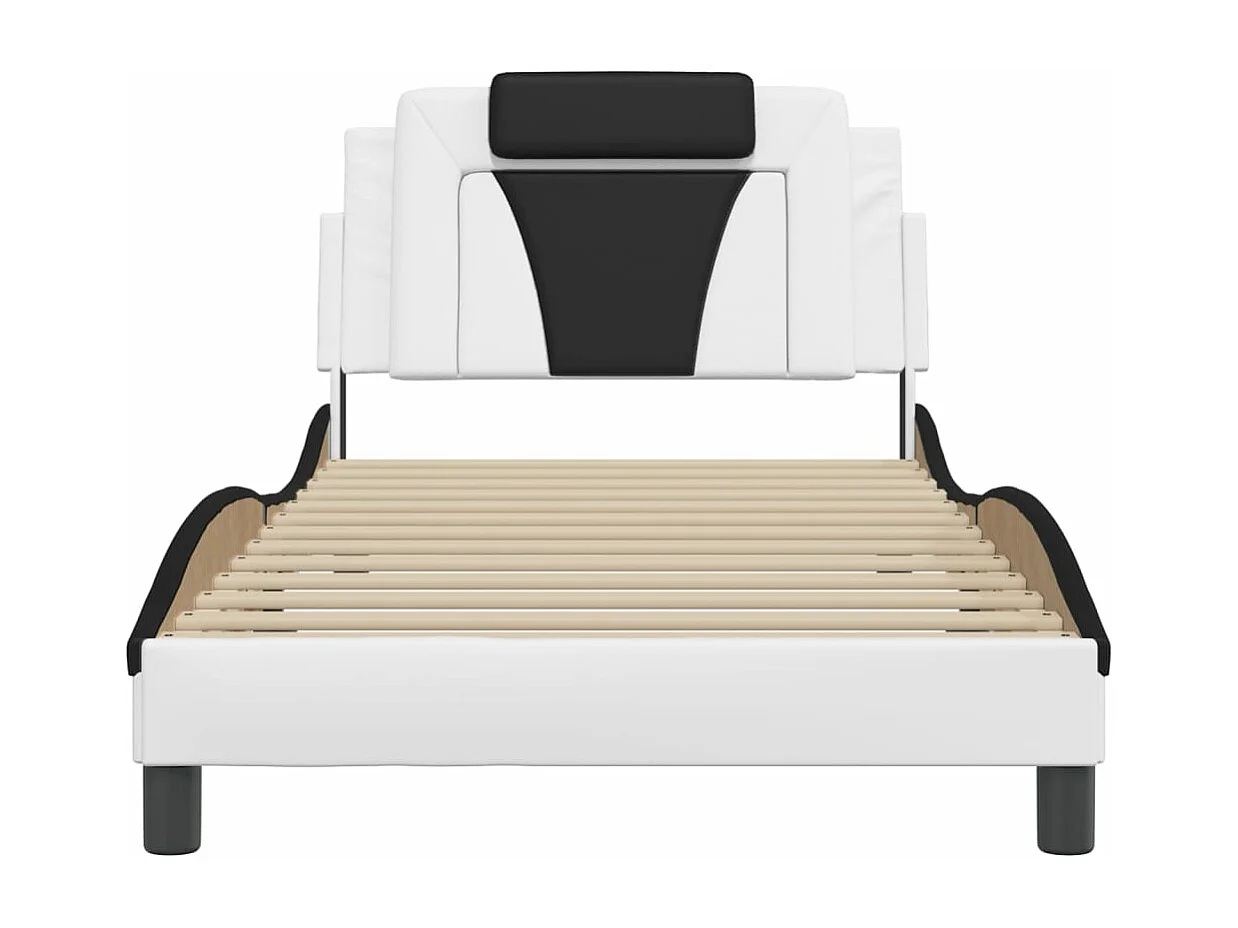 Giroletto con Testiera Nero e Bianco 100x200 cm in Similpelle