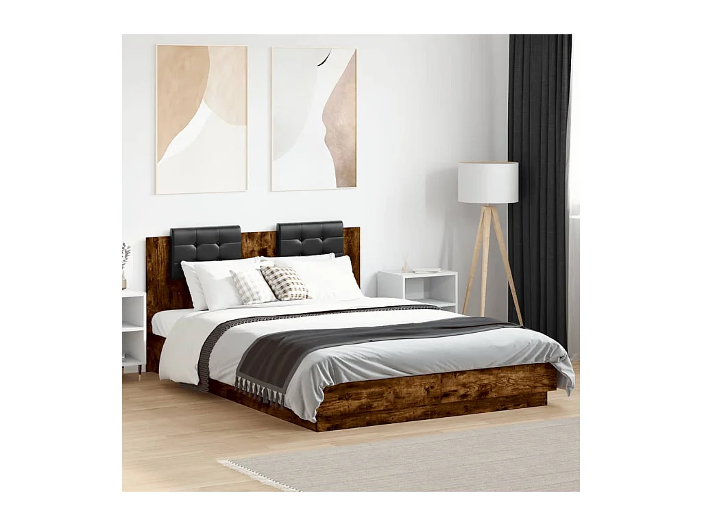 Cadre de lit sans matelas chêne fumé 150x200 cm