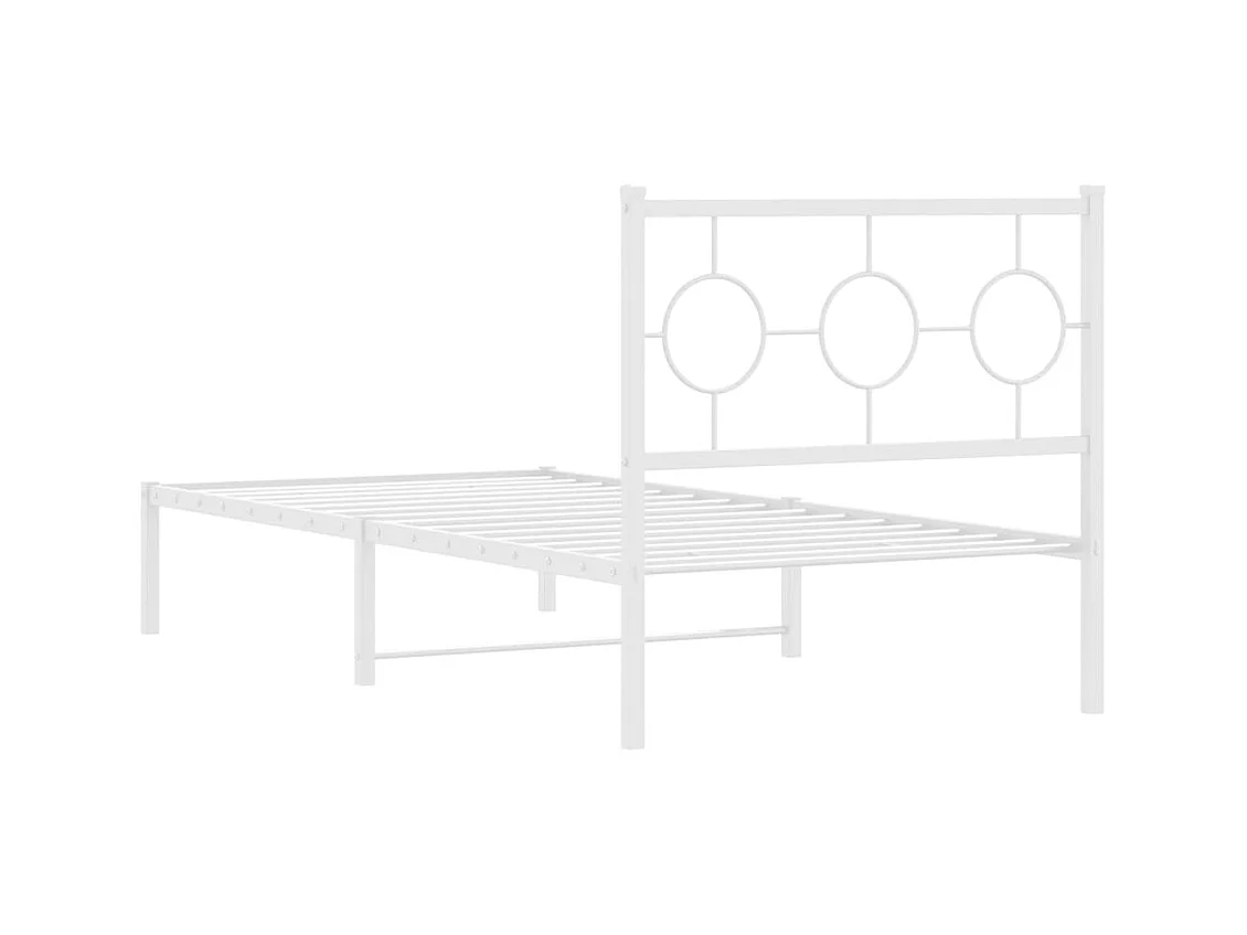 Cadre de lit métal sans matelas avec tête de lit blanc 90x200cm
