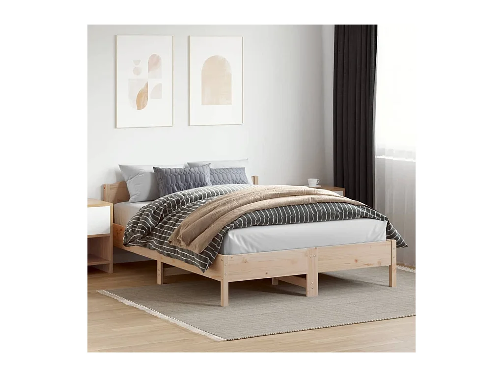 Bedframe zonder matras massief grenenhout 150x200 cm