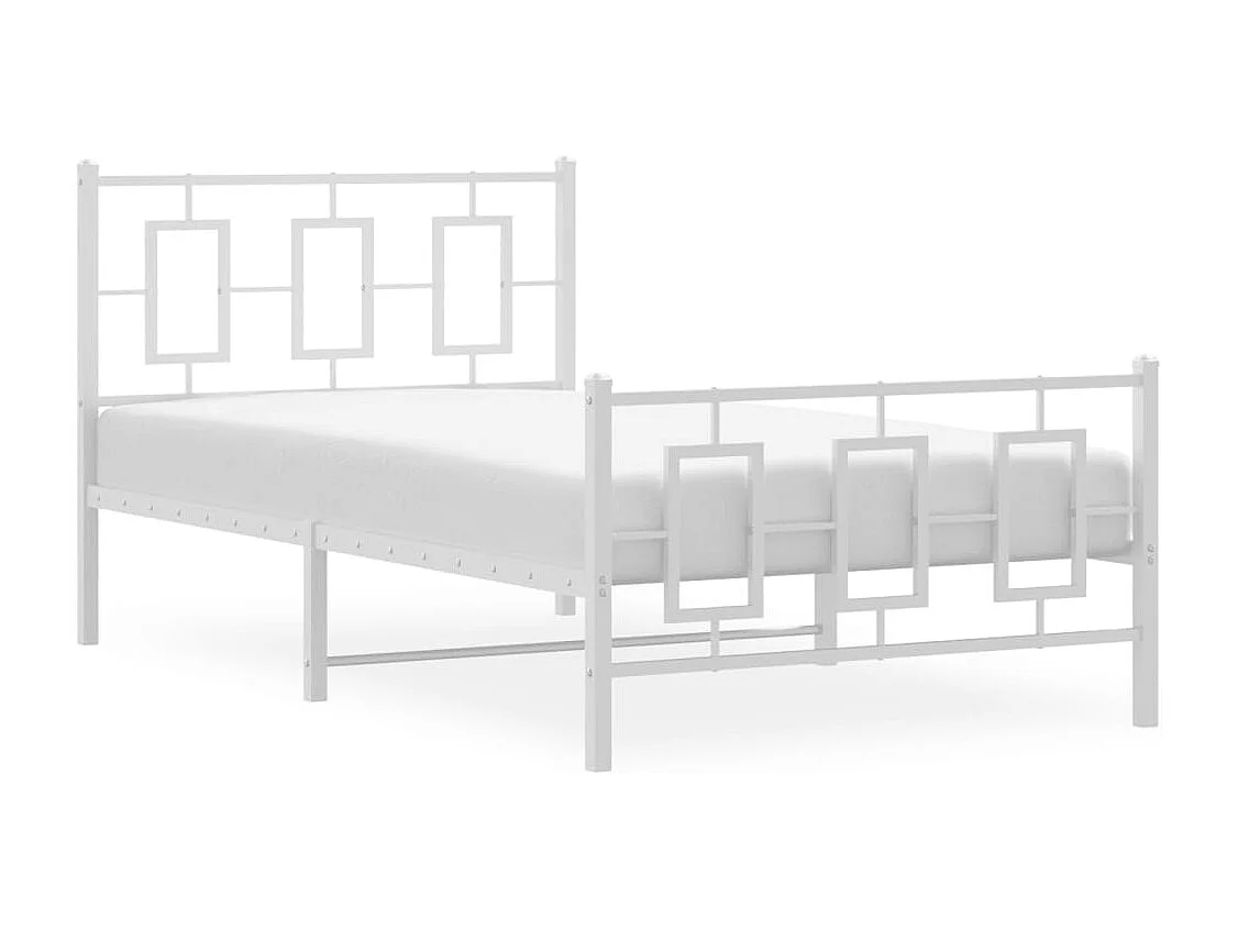 Bettgestell mit Kopf- und Fußteil Metall Weiß 100x200 cm
