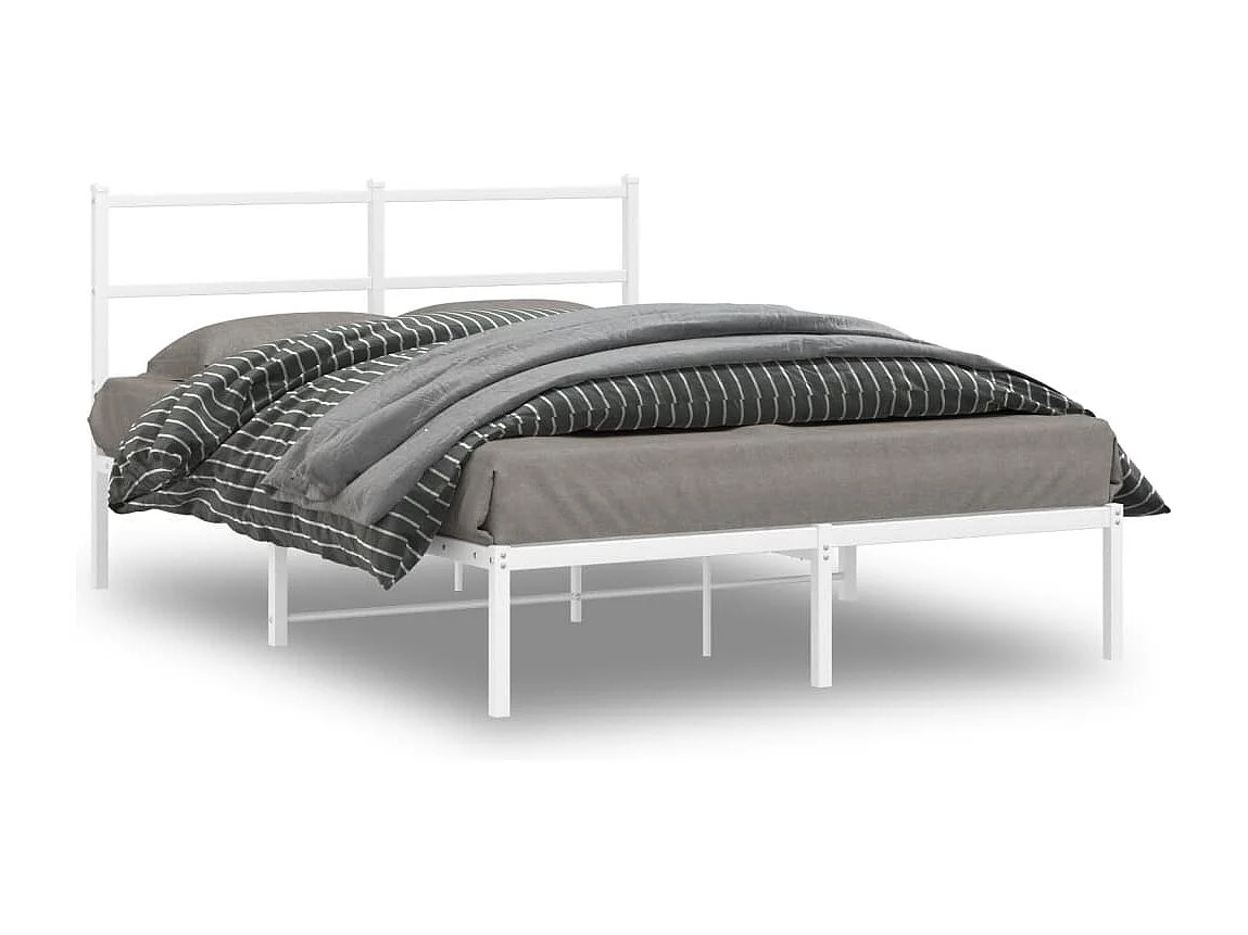 Estrutura de cama com cabeceira 140x190 cm metal branco