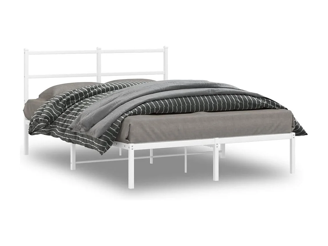 Estrutura de cama com cabeceira 140x190 cm metal branco